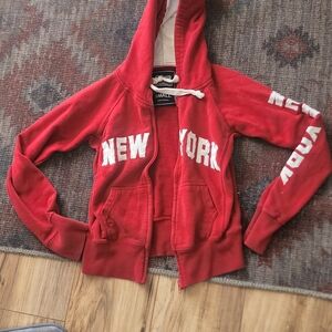❤️ Red “NEW YORK” Zip-Up Hoodie – Small